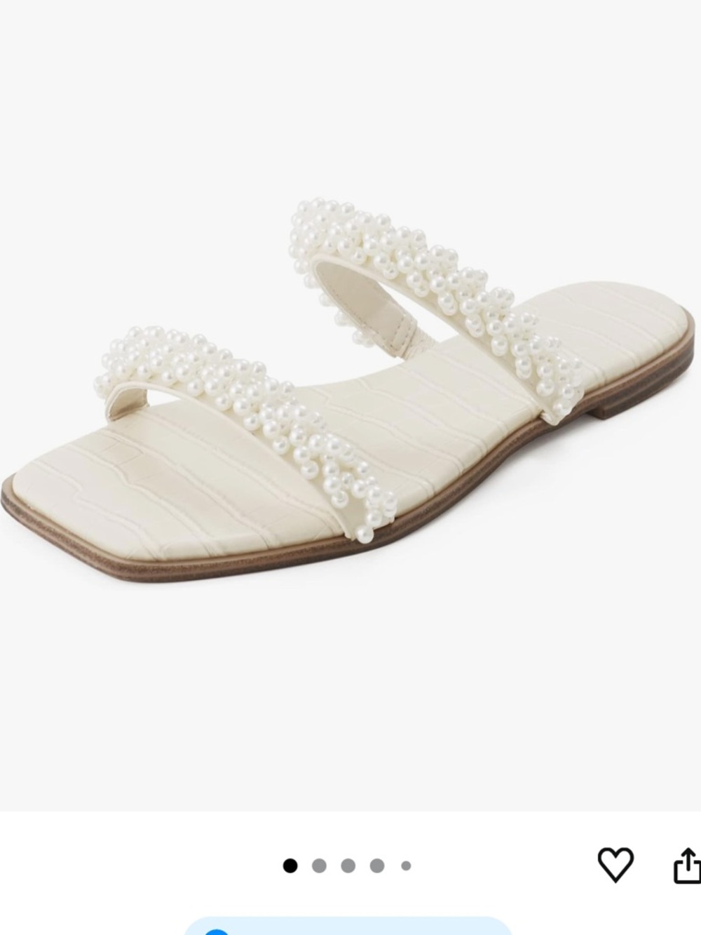 Women's Pearl-Embellished Cream Slide Sandals